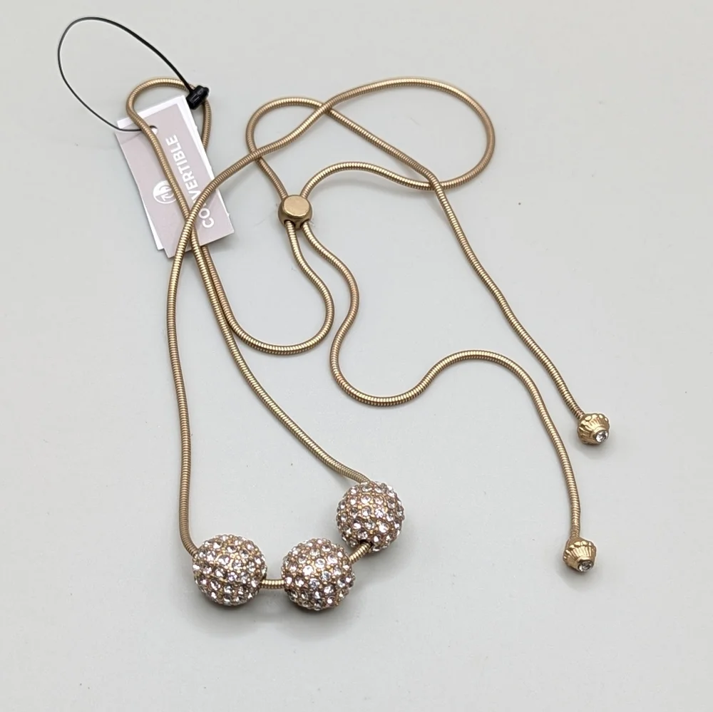 Chico's Convertible Goldtone Fireball Necklace NEW - Picture 4 of 5